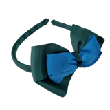 School Woven Double Cherish Bow Headband School Uniform Headband Hair Accessories Pinkberry Kisses Hunter Green Methyl Blue