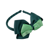 School Woven Double Cherish Bow Headband School Uniform Headband Hair Accessories Pinkberry Kisses Hunter Green Mint Green