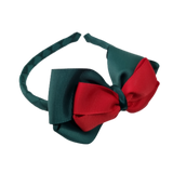 School Woven Double Cherish Bow Headband School Uniform Headband Hair Accessories Pinkberry Kisses Hunter Green Red