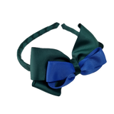 School Woven Double Cherish Bow Headband School Uniform Headband Hair Accessories Pinkberry Kisses Hunter Green Royal Blue