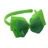 School Woven Double Cherish Bow Headband School Uniform Headband Hair Accessories Pinkberry Kisses Key Lime Mint Green