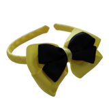 School Woven Double Cherish Bow Headband School Uniform Headband Hair Accessories Pinkberry Kisses Lemon Yellow Black 