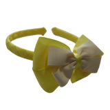 School Woven Double Cherish Bow Headband School Uniform Headband Hair Accessories Pinkberry Kisses Lemon Yellow Cream 