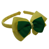 School Woven Double Cherish Bow Headband School Uniform Headband Hair Accessories Pinkberry Kisses Lemon Yellow Emerald Green