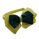 School Woven Double Cherish Bow Headband School Uniform Headband Hair Accessories Pinkberry Kisses Lemon Yellow Hunter Green