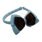 School Woven Double Cherish Bow Headband School Uniform Headband Hair Accessories Pinkberry Kisses Light Blue Brown 