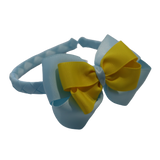 School Woven Double Cherish Bow Headband School Uniform Headband Hair Accessories Pinkberry Kisses Light Blue Daffodil Yellow 