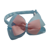School Woven Double Cherish Bow Headband School Uniform Headband Hair Accessories Pinkberry Kisses Light Blue Light Pink