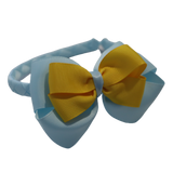 School Woven Double Cherish Bow Headband School Uniform Headband Hair Accessories Pinkberry Kisses Light Blue Maize Yellow 