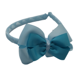 School Woven Double Cherish Bow Headband School Uniform Headband Hair Accessories Pinkberry Kisses Light Blue Misty Turquoise 