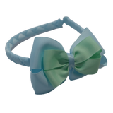 School Woven Double Cherish Bow Headband School Uniform Headband Hair Accessories Pinkberry Kisses Light Blue Pastel Green