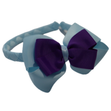 School Woven Double Cherish Bow Headband School Uniform Headband Hair Accessories Pinkberry Kisses Light Blue Purple 