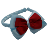 School Woven Double Cherish Bow Headband School Uniform Headband Hair Accessories Pinkberry Kisses Light Blue Red