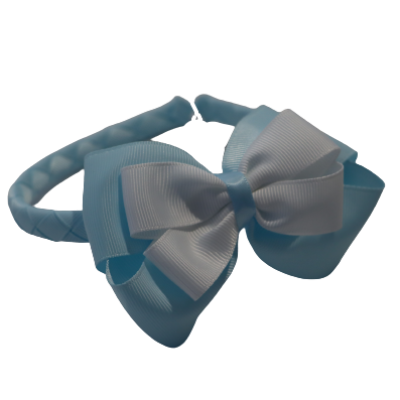 School Woven Double Cherish Bow Headband School Uniform Headband Hair Accessories Pinkberry Kisses Light Blue White