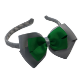School Woven Double Cherish Bow Headband School Uniform Headband Hair Accessories Pinkberry Kisses Light Grey emerald green