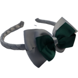 School Woven Double Cherish Bow Headband School Uniform Headband Hair Accessories Pinkberry Kisses Light Grey hunter green