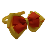 School Woven Double Cherish Bow Headband School Uniform Headband Hair Accessories Pinkberry Kisses Maize Yellow Autumn Orange 