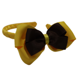 School Woven Double Cherish Bow Headband School Uniform Headband Hair Accessories Pinkberry Kisses Maize Yellow Brown 