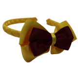 School Woven Double Cherish Bow Headband School Uniform Headband Hair Accessories Pinkberry Kisses Maize Yellow Burgundy 