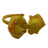 School Woven Double Cherish Bow Headband School Uniform Headband Hair Accessories Pinkberry Kisses Maize Yellow Daffodil Yellow