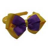 School Woven Double Cherish Bow Headband School Uniform Headband Hair Accessories Pinkberry Kisses Maize Yellow Grape 