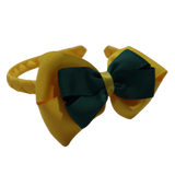 School Woven Double Cherish Bow Headband School Uniform Headband Hair Accessories Pinkberry Kisses Maize Yellow Hunter Green