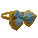School Woven Double Cherish Bow Headband School Uniform Headband Hair Accessories Pinkberry Kisses Maize Yellow Light Blue 