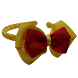 School Woven Double Cherish Bow Headband School Uniform Headband Hair Accessories Pinkberry Kisses Maize Yellow Red