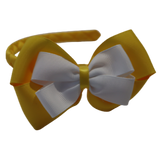 School Woven Double Cherish Bow Headband School Uniform Headband Hair Accessories Pinkberry Kisses Maize Yellow White 