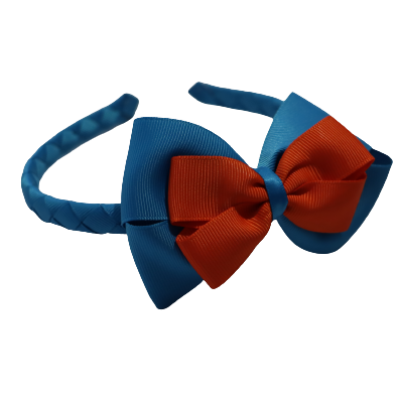 School Woven Double Cherish Bow Headband School Uniform Headband Hair Accessories Pinkberry Kisses Methyl Blue Autumn Orange