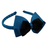 School Woven Double Cherish Bow Headband School Uniform Headband Hair Accessories Pinkberry Kisses Methyl Blue Black 