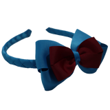 School Woven Double Cherish Bow Headband School Uniform Headband Hair Accessories Pinkberry Kisses Methyl Blue Burgundy