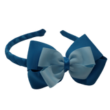 School Woven Double Cherish Bow Headband School Uniform Headband Hair Accessories Pinkberry Kisses Methyl Blue Light Blue 