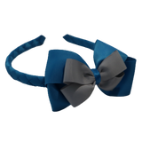 School Woven Double Cherish Bow Headband School Uniform Headband Hair Accessories Pinkberry Kisses Methyl Blue Light Grey