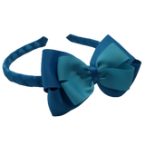School Woven Double Cherish Bow Headband School Uniform Headband Hair Accessories Pinkberry Kisses Methyl Blue Misty Turquoise 