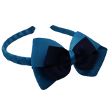 School Woven Double Cherish Bow Headband School Uniform Headband Hair Accessories Pinkberry Kisses Methyl Blue Navy Blue 