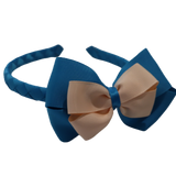 School Woven Double Cherish Bow Headband School Uniform Headband Hair Accessories Pinkberry Kisses Methyl Blue Peach