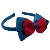 School Woven Double Cherish Bow Headband School Uniform Headband Hair Accessories Pinkberry Kisses Methyl Blue Shocking Pink