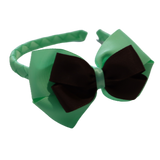 School Woven Double Cherish Bow Headband School Uniform Headband Hair Accessories Pinkberry Kisses Mint Green Brown 