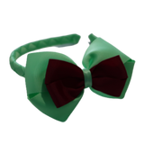 School Woven Double Cherish Bow Headband School Uniform Headband Hair Accessories Pinkberry Kisses Mint Green Burgundy 