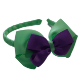 School Woven Double Cherish Bow Headband School Uniform Headband Hair Accessories Pinkberry Kisses Mint Green Grape 