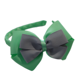 School Woven Double Cherish Bow Headband School Uniform Headband Hair Accessories Pinkberry Kisses Mint Green Light Grey 