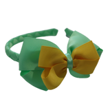 School Woven Double Cherish Bow Headband School Uniform Headband Hair Accessories Pinkberry Kisses Mint Green Mazie Yellow 