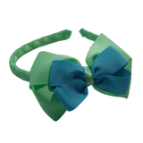 School Woven Double Cherish Bow Headband School Uniform Headband Hair Accessories Pinkberry Kisses Mint Green Misty Turquoise 