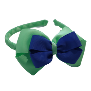 School Woven Double Cherish Bow Headband School Uniform Headband Hair Accessories Pinkberry Kisses Mint Green White 