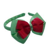 School Woven Double Cherish Bow Headband School Uniform Headband Hair Accessories Pinkberry Kisses Mint Green Shocking Pink