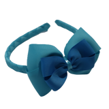 School Woven Double Cherish Bow Headband School Uniform Headband Hair Accessories Pinkberry Kisses Misty Turquoise Methyl Blue