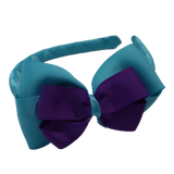 School Woven Double Cherish Bow Headband School Uniform Headband Hair Accessories Pinkberry Kisses Misty Turquoise Purple