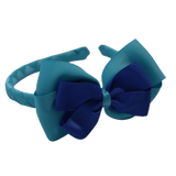 School Woven Double Cherish Bow Headband School Uniform Headband Hair Accessories Pinkberry Kisses Misty Turquoise Royal Blue 