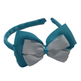 School Woven Double Cherish Bow Headband School Uniform Headband Hair Accessories Pinkberry Kisses Misty Turquoise White